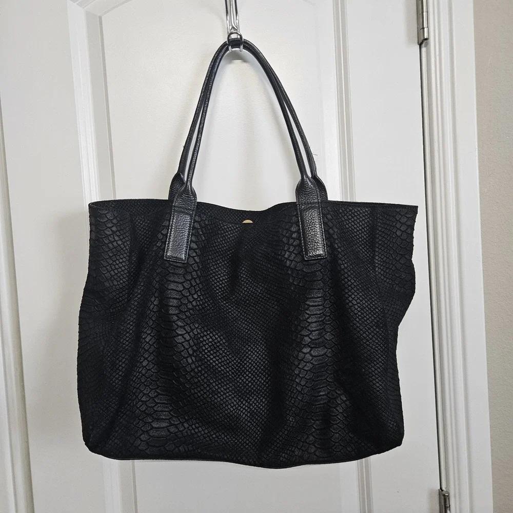 J McLaughlin Womens Leather Purse Tote Bag Black Large